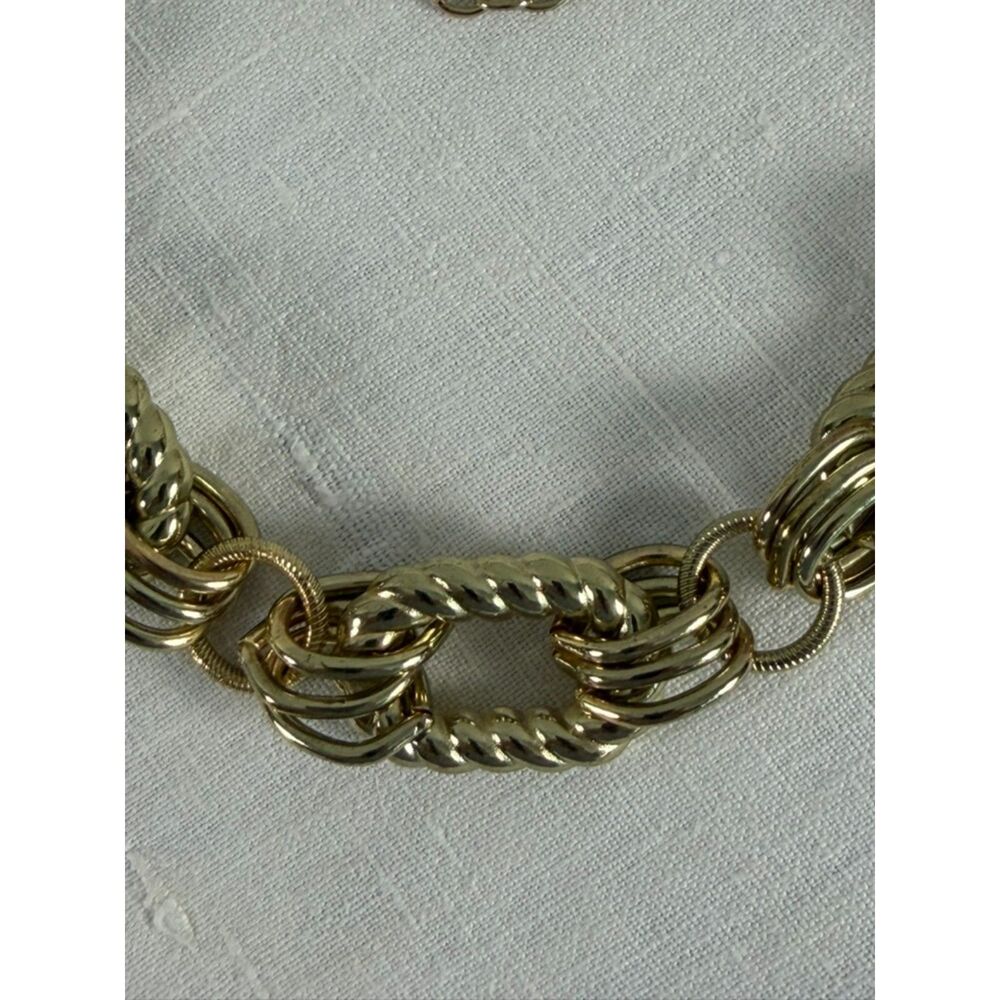 Vintage Robert Rose Gold Chunky Chain Statement Necklace Ribbed Links Retro Y2K - Picture 6 of 7